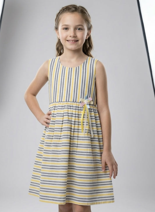Yellow & Gray Striped Dress