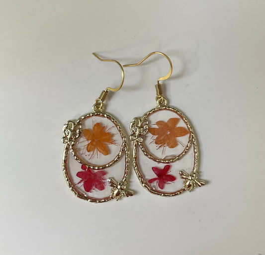 Bee/Butterfly Earrings Orange/Pink