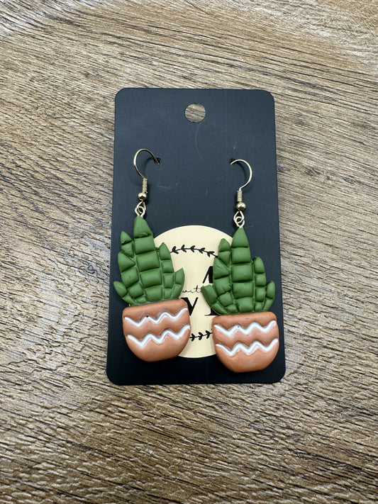 Potted Succulent Polymer Clay Earrings