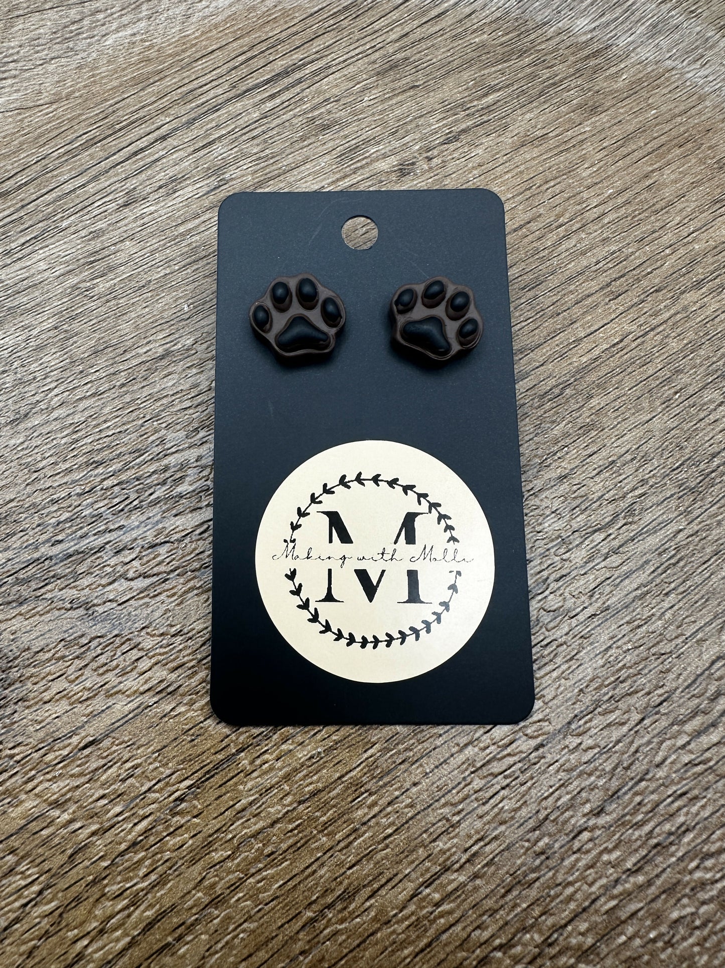 Pawprint Stud Polymer Clay Earrings