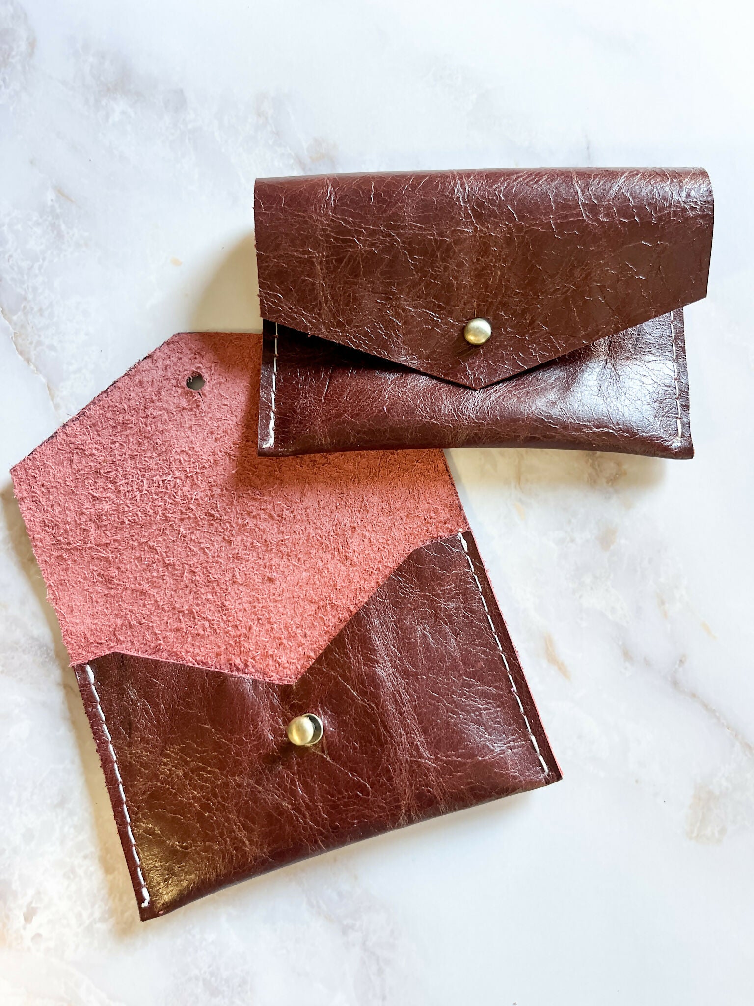 cranberry leather card carrier