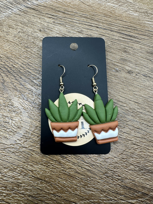 Potted Aloe Plant Polymer Clay Earrings