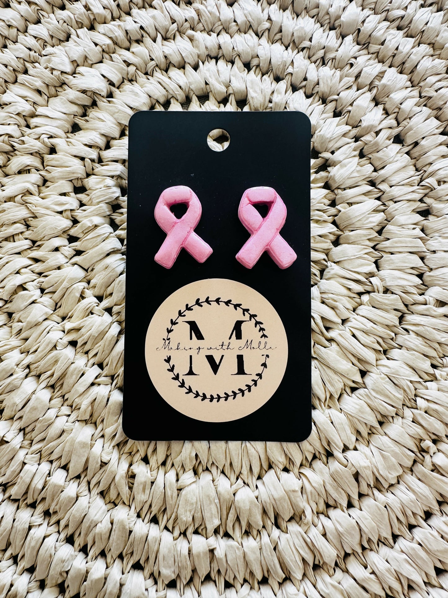Breast Cancer Awareness Polymer Clay Earrings