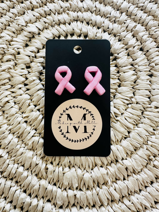 Breast Cancer Awareness Polymer Clay Earrings