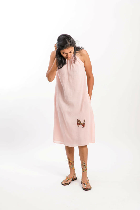 Halter Neck Dress with Pockets