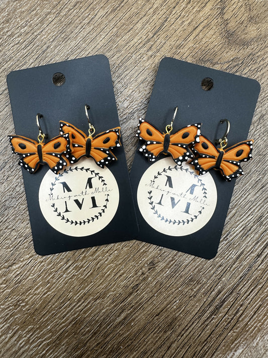 Monarch Butterfly Polymer Clay Dangles