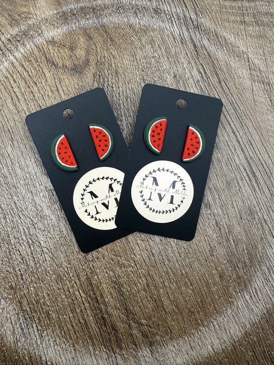 Watermelon Halves Polymer Clay Earrings
