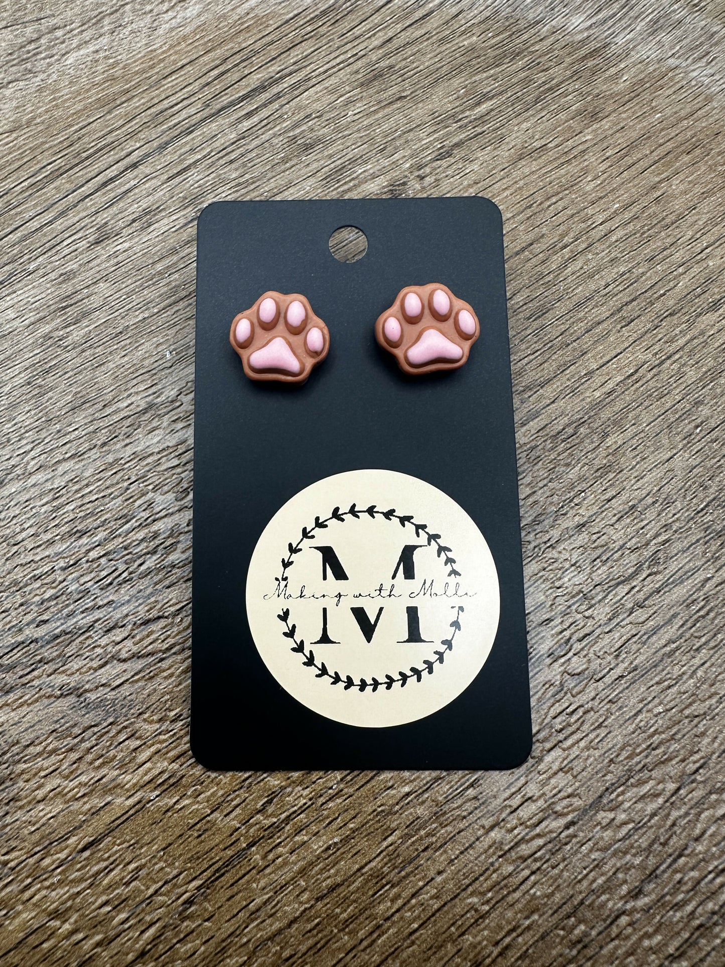 Pawprint Stud Polymer Clay Earrings