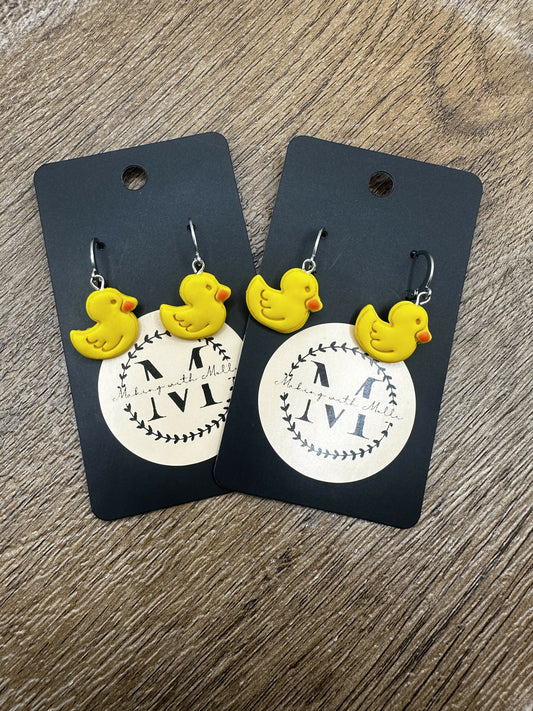 Duck Dangle Polymer Clay Earrings