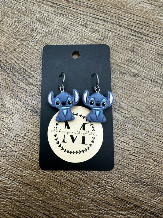 Blue Alienz Polymer Clay Earrings