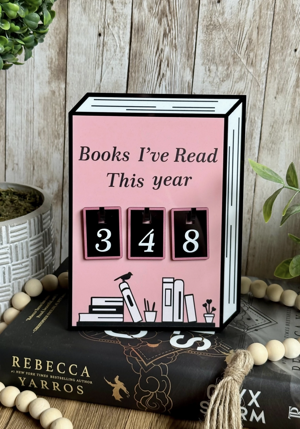 Acrylic Yearly Book Counter for Bookshelf Decor