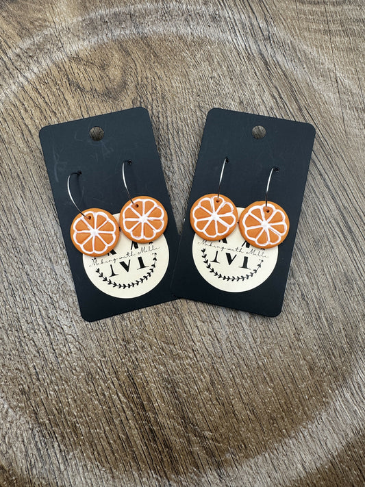 Polymer Clay Oranges Dangle Earrings