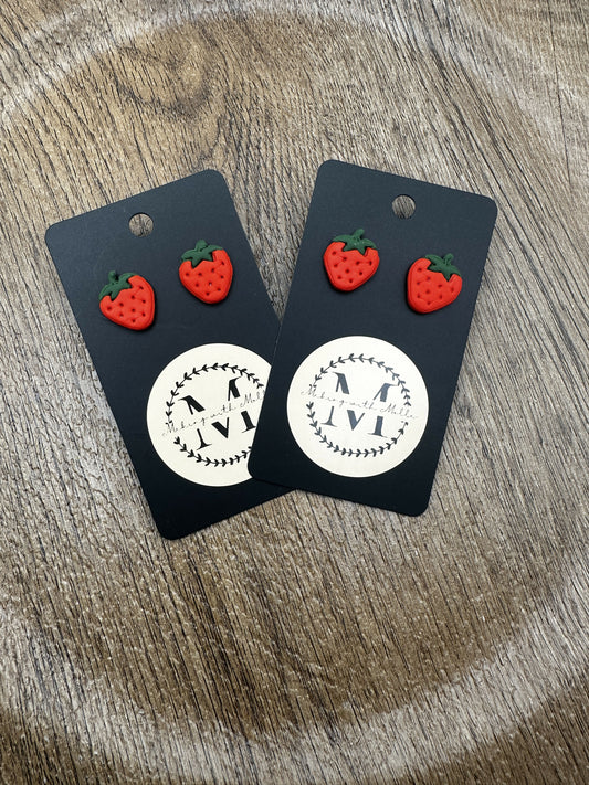 Strawberry Polymer Clay Earrings