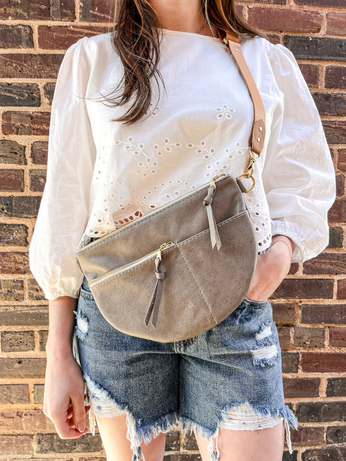 celine leather crossbody bag - dove