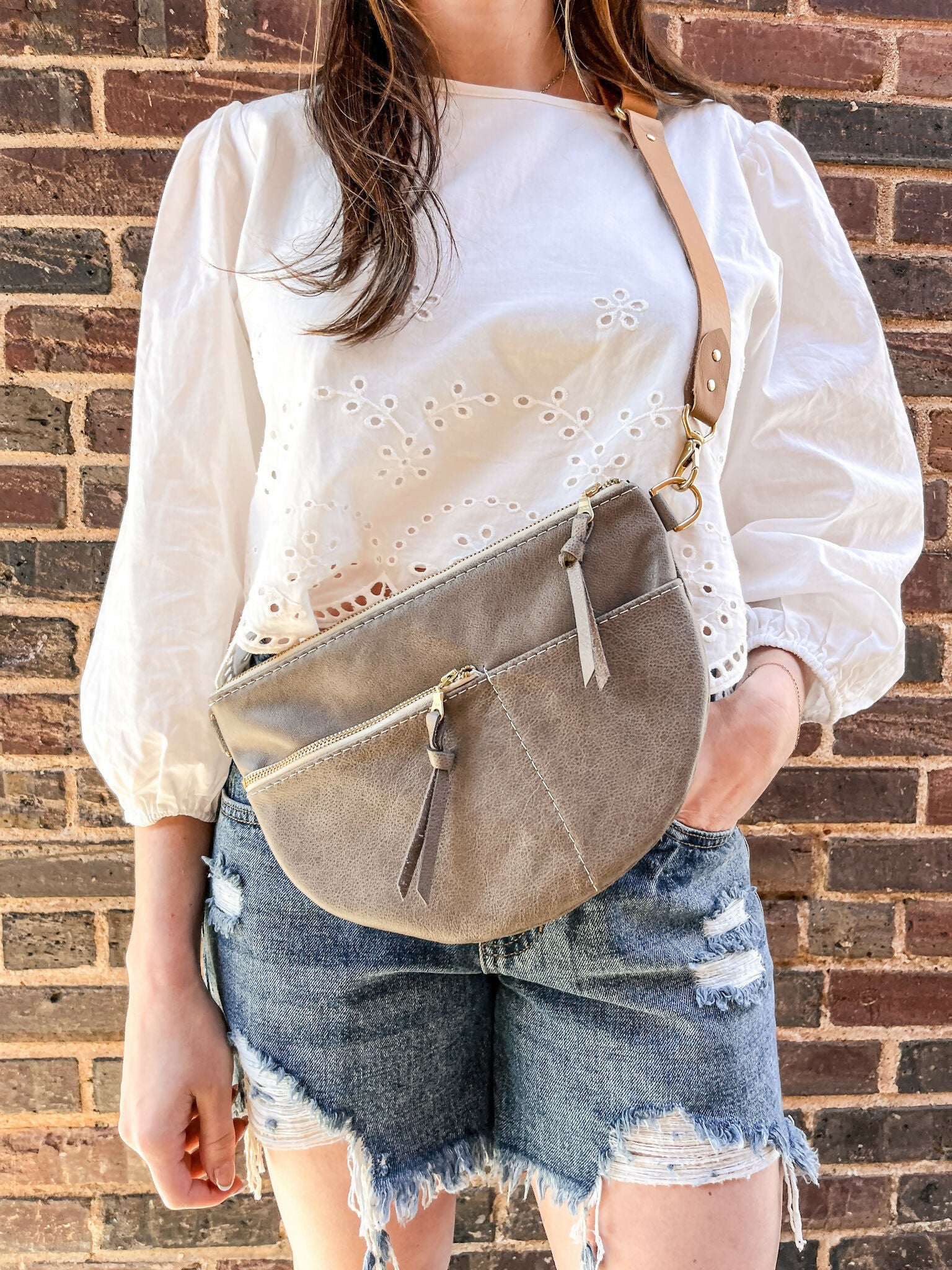 celine leather crossbody bag - dove
