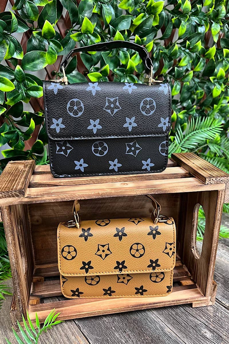 Camel Star Printed Crossbody with Chain.
