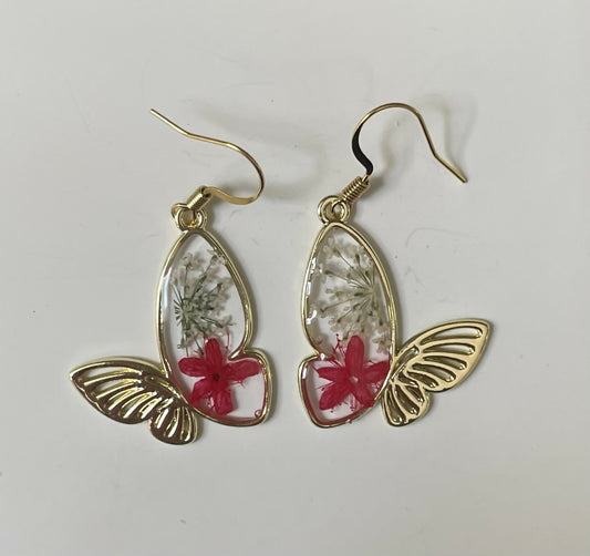 Butterfly Pressed Flower Earrings Small