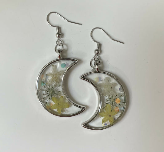 Moon Pressed Petal Earrings