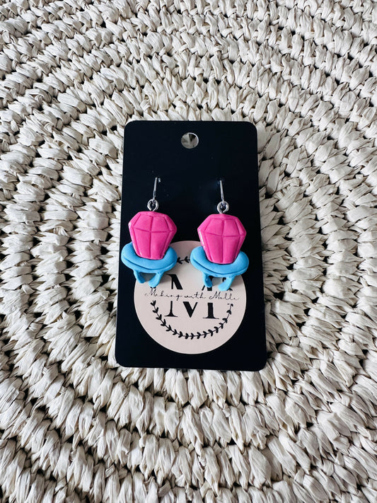 Pink & Blue Ring Pop Polymer Clay Earrings