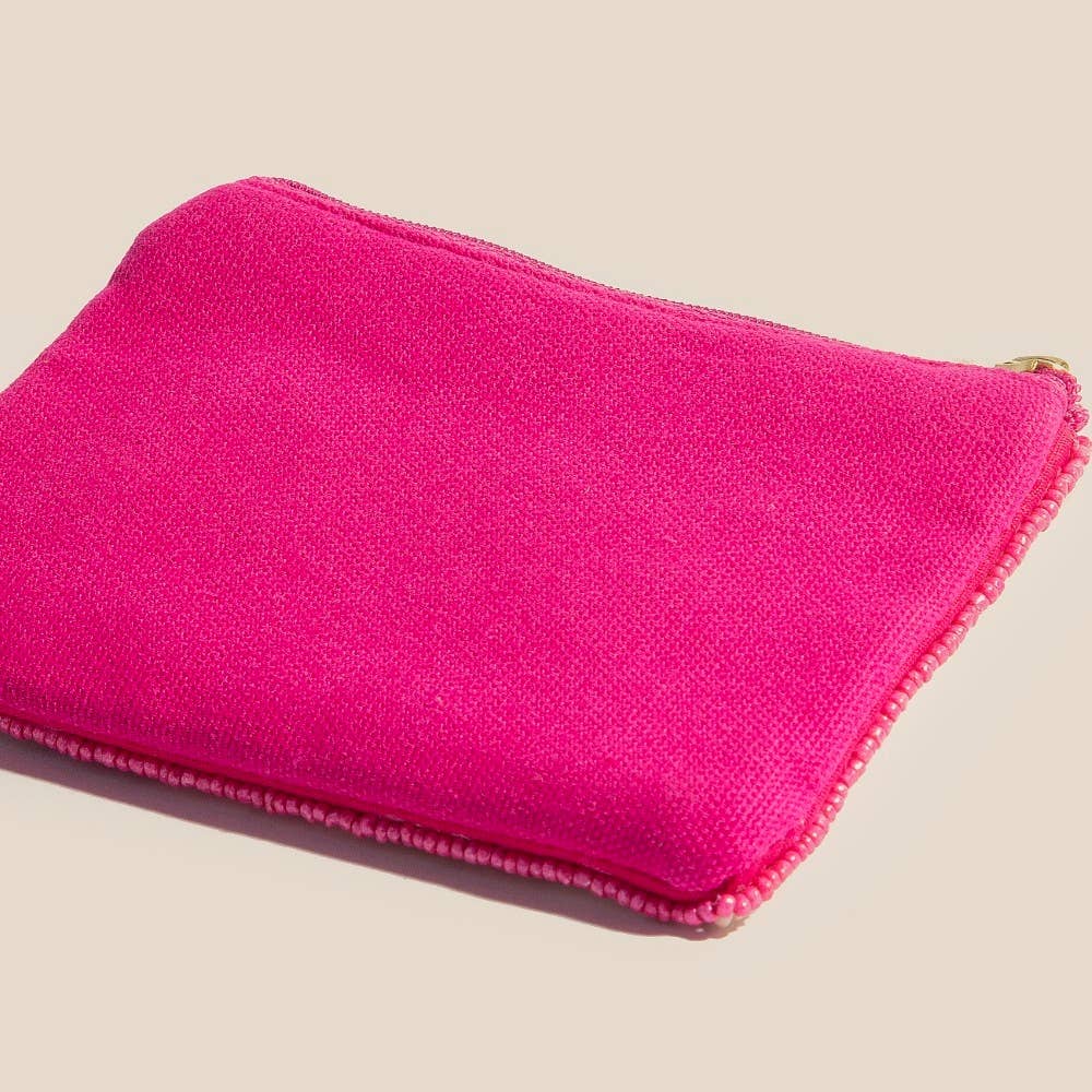 Double Strawberry Striped Seed Beaded Coin Purse