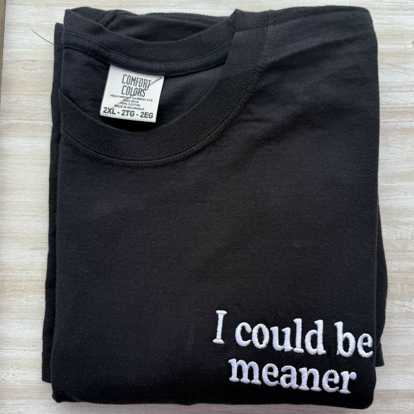 I Could Be Meaner Embroidered T-Shirt