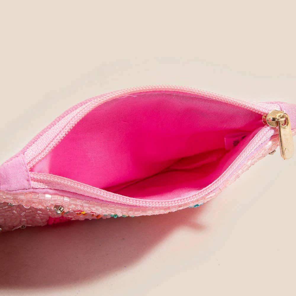 Best Mom Ever Floral Seed Beaded Coin Purse
