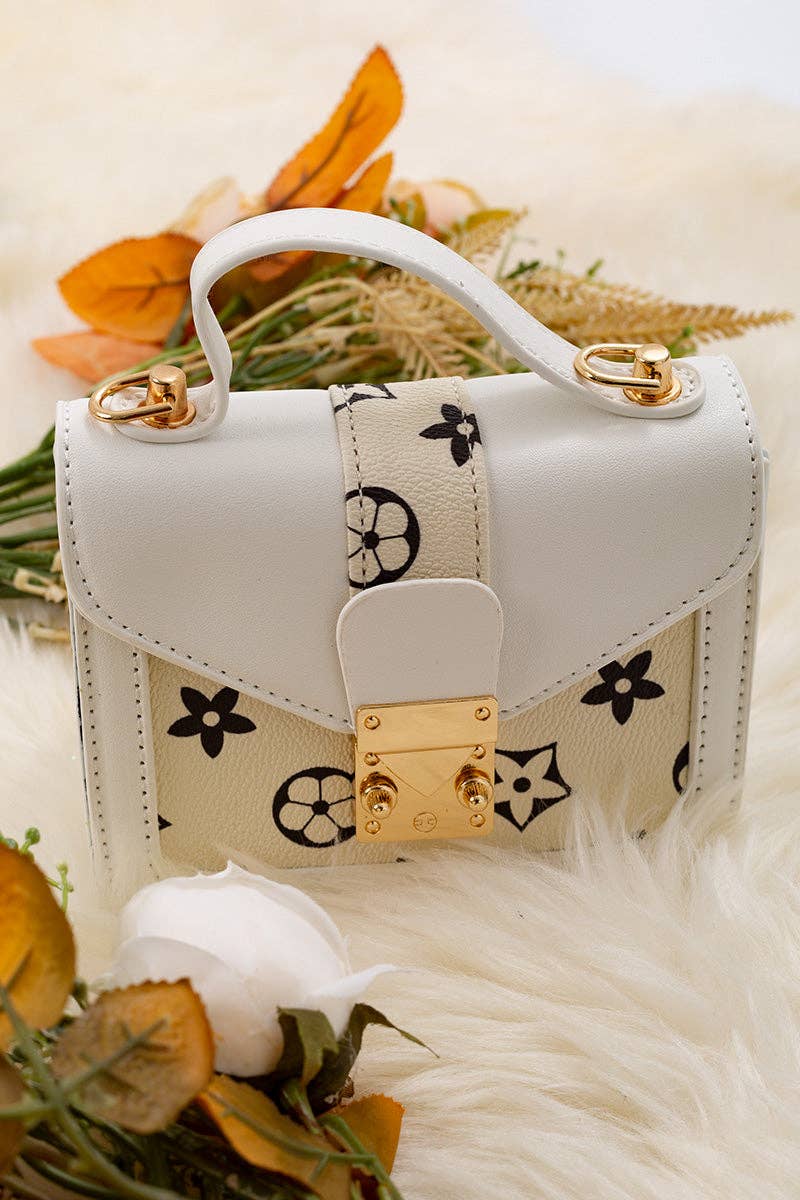 White & Cream Pleather Mini Inspired Purse