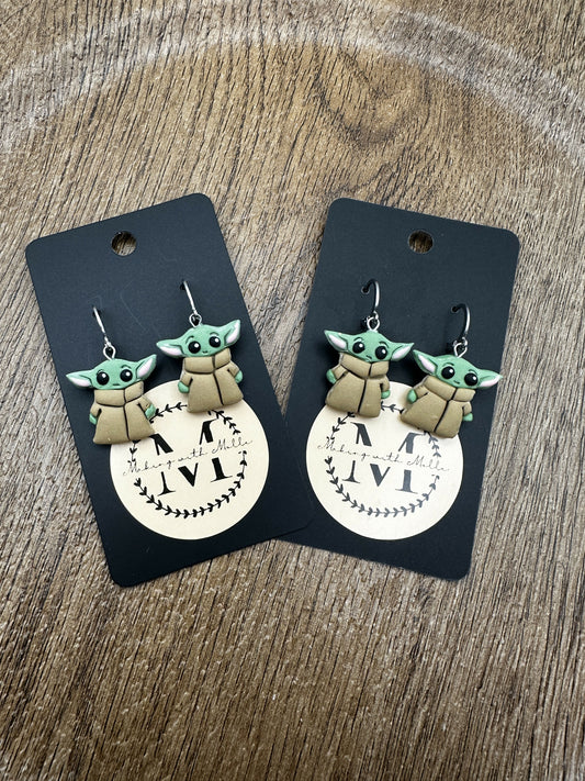 Wise Green Man Polymer Clay Earrings