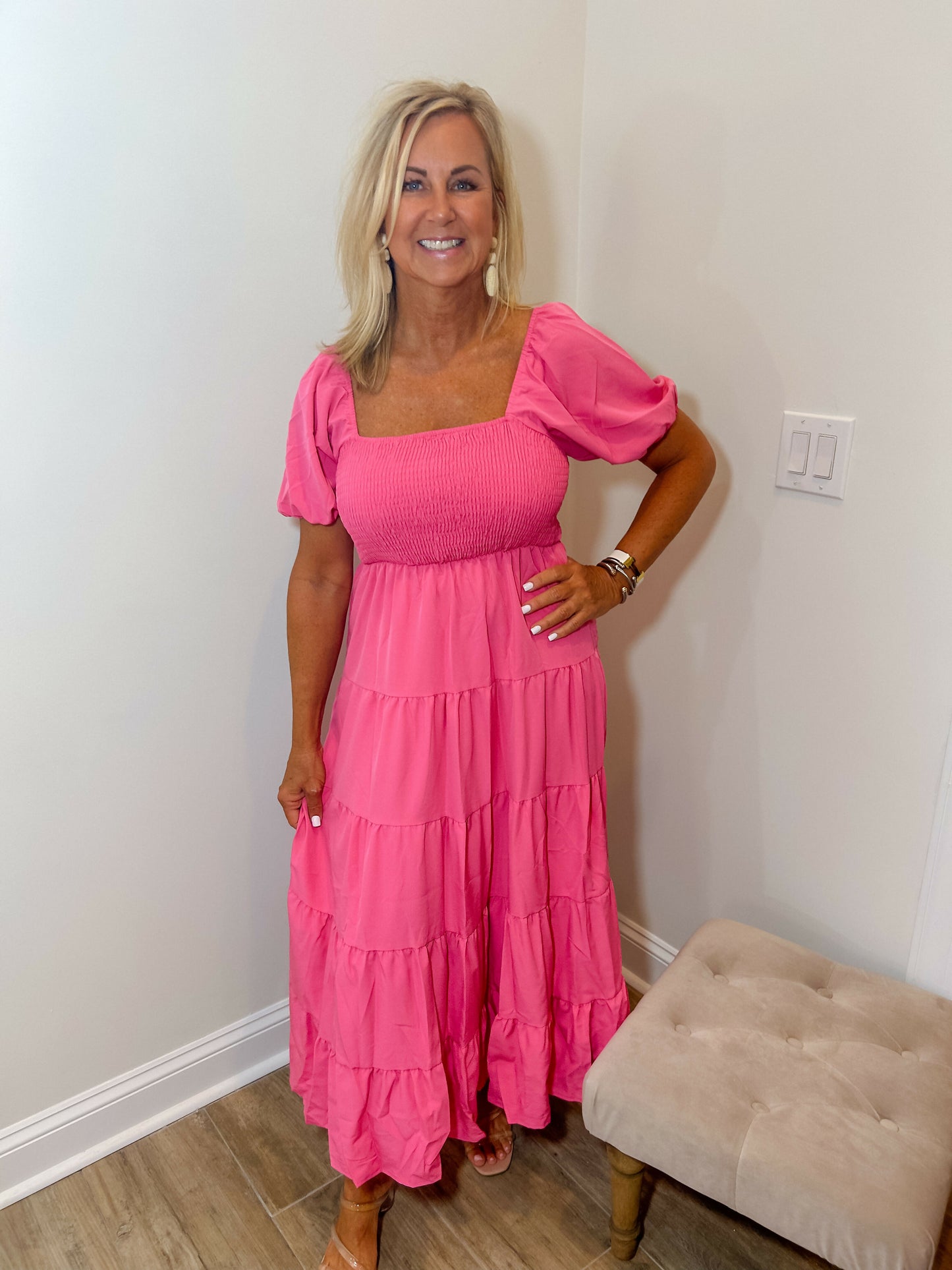 Sweet Like Honey Pink Midi Dress