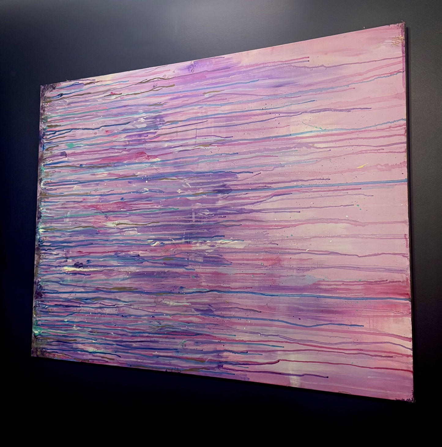 Pink Drippy Abstract Painting