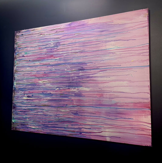Pink Drippy Abstract Painting