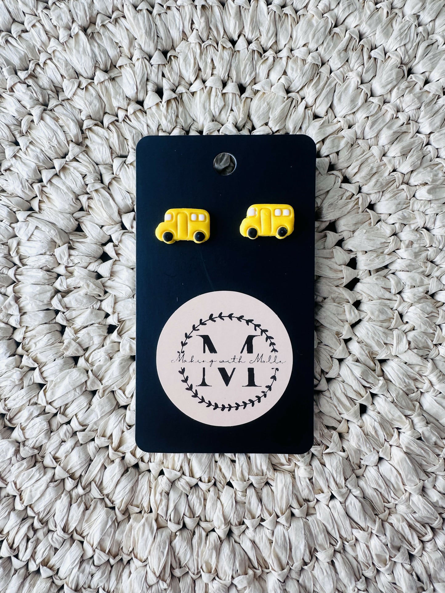 School Bus Stud Polymer Clay Earrings