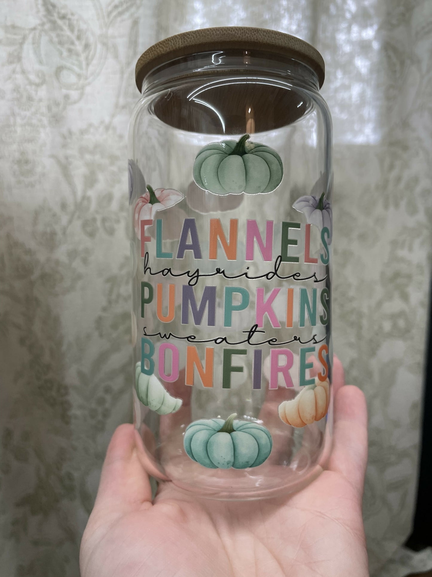 Fall Theme Glass Cup