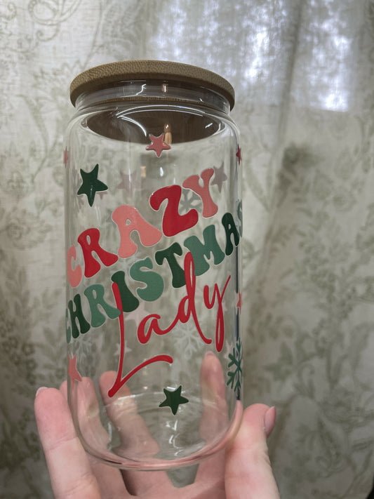 Crazy Christmas Glass Cup