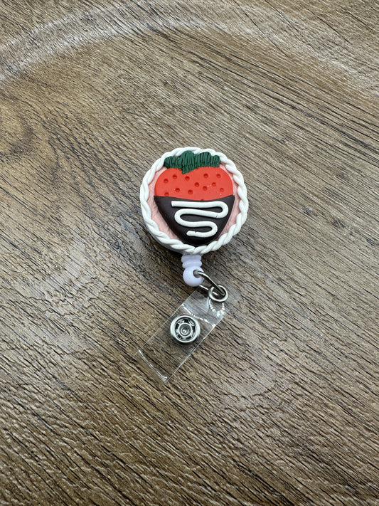 Chocolate Covered Strawberry ID Badge Reel