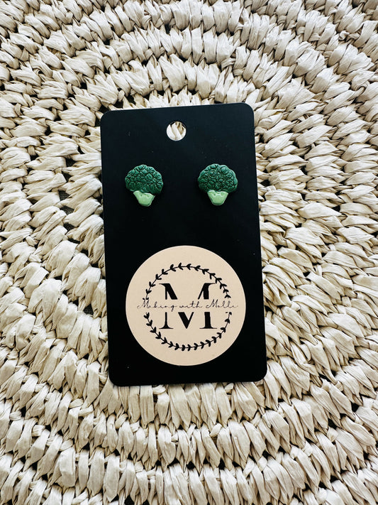 Broccoli Polymer Clay Earrings