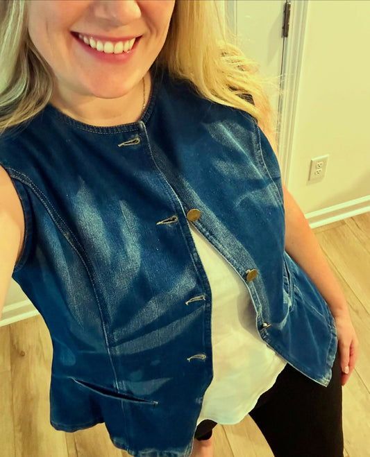 Palm Denim Cyanotype Vest