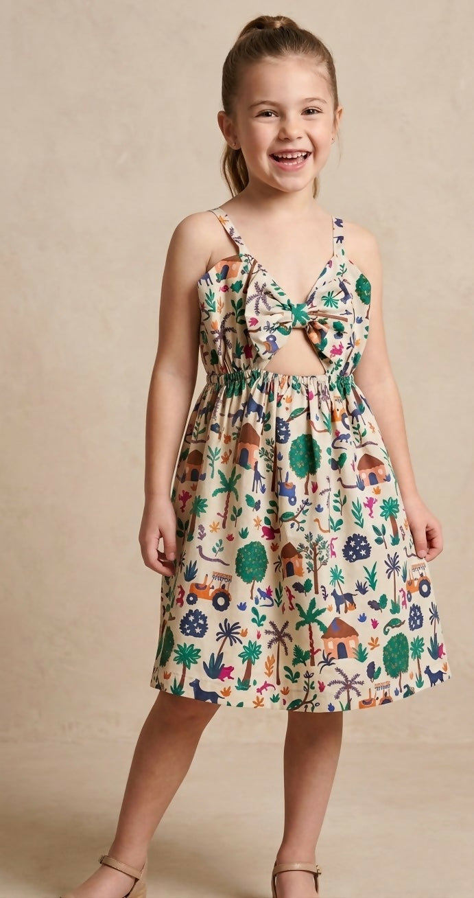 The African Hut Bow-Front Cutout Dress
