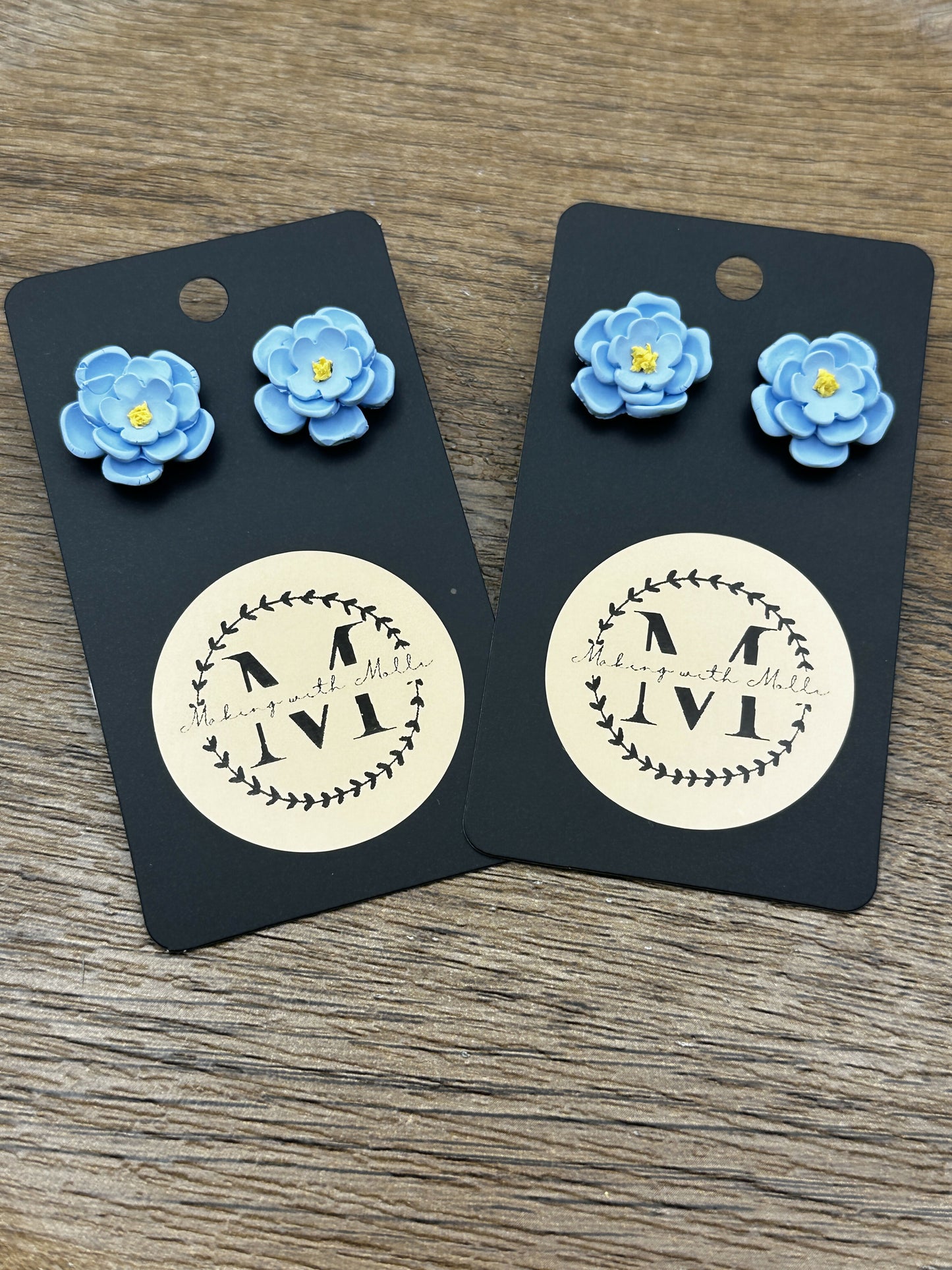 Forget-Me-Not Flower Polymer Clay Earrings