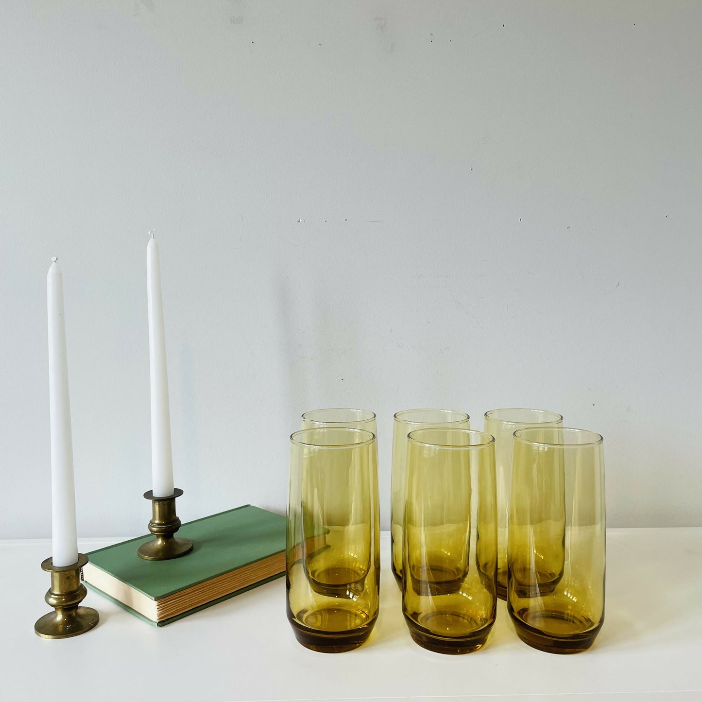 Vintage Amber Gold Juice Glasses