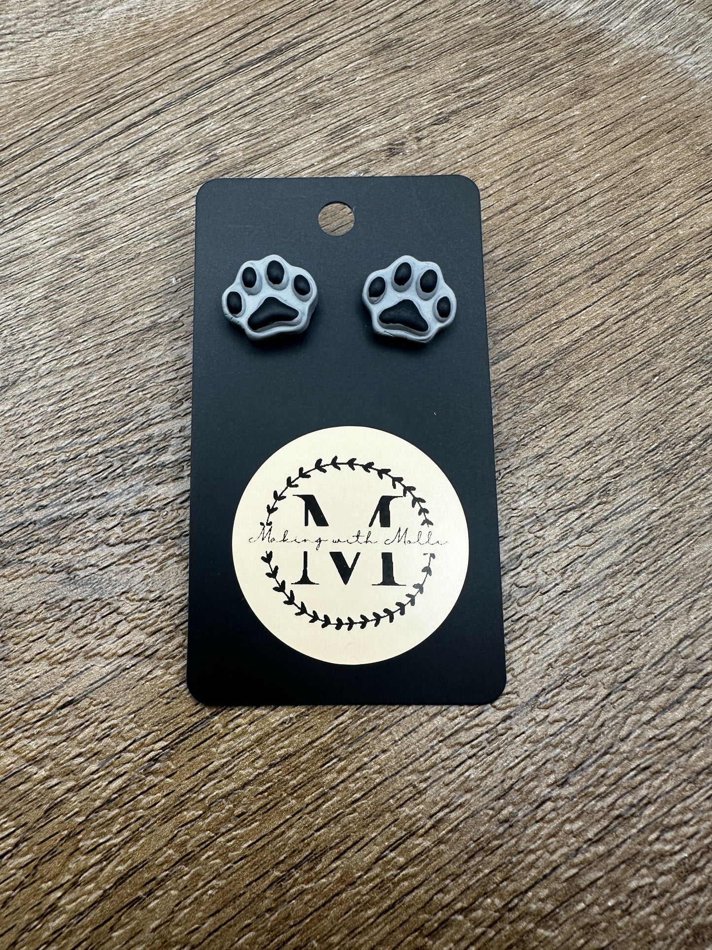 Pawprint Stud Polymer Clay Earrings