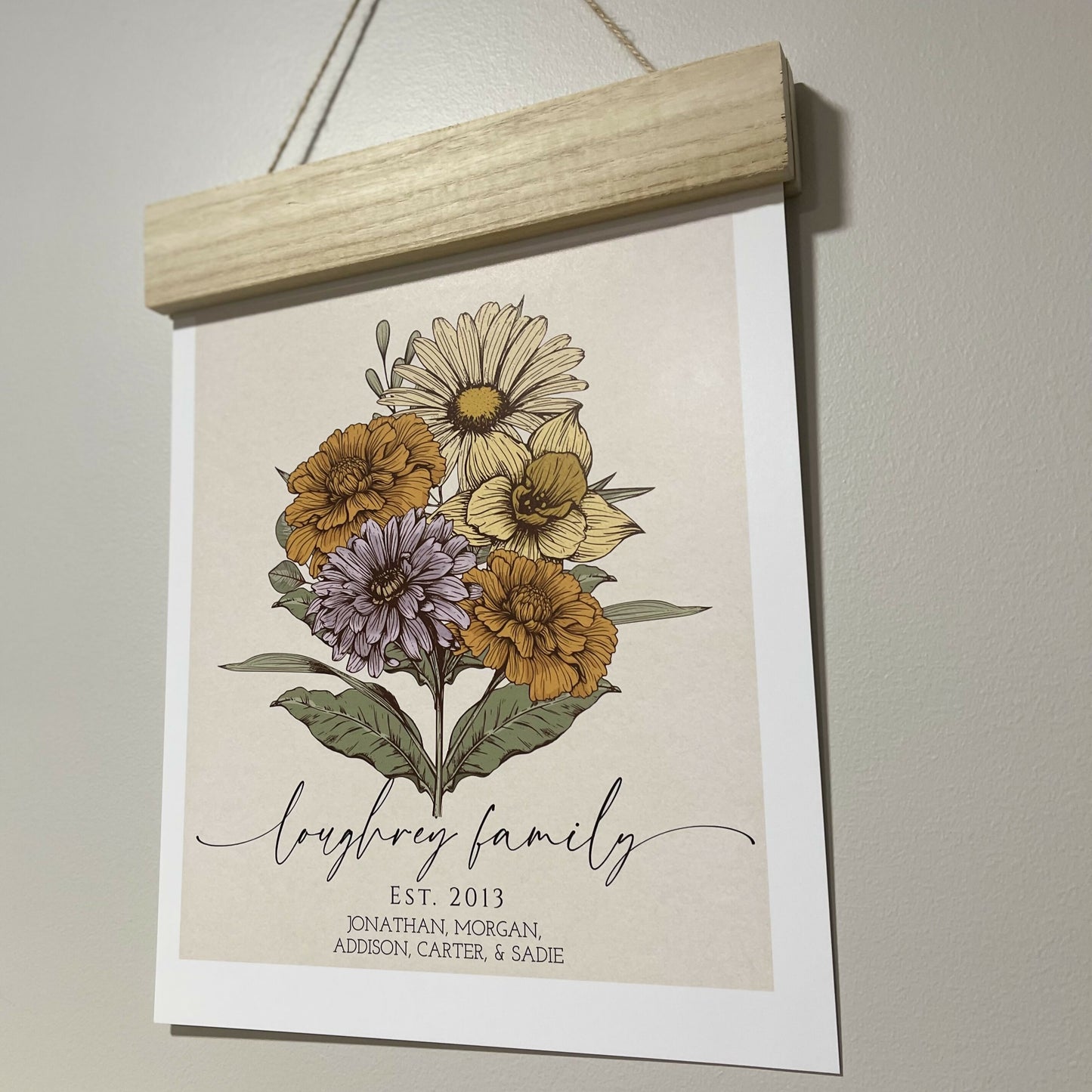 Custom Order Family Floral Wall Hanging