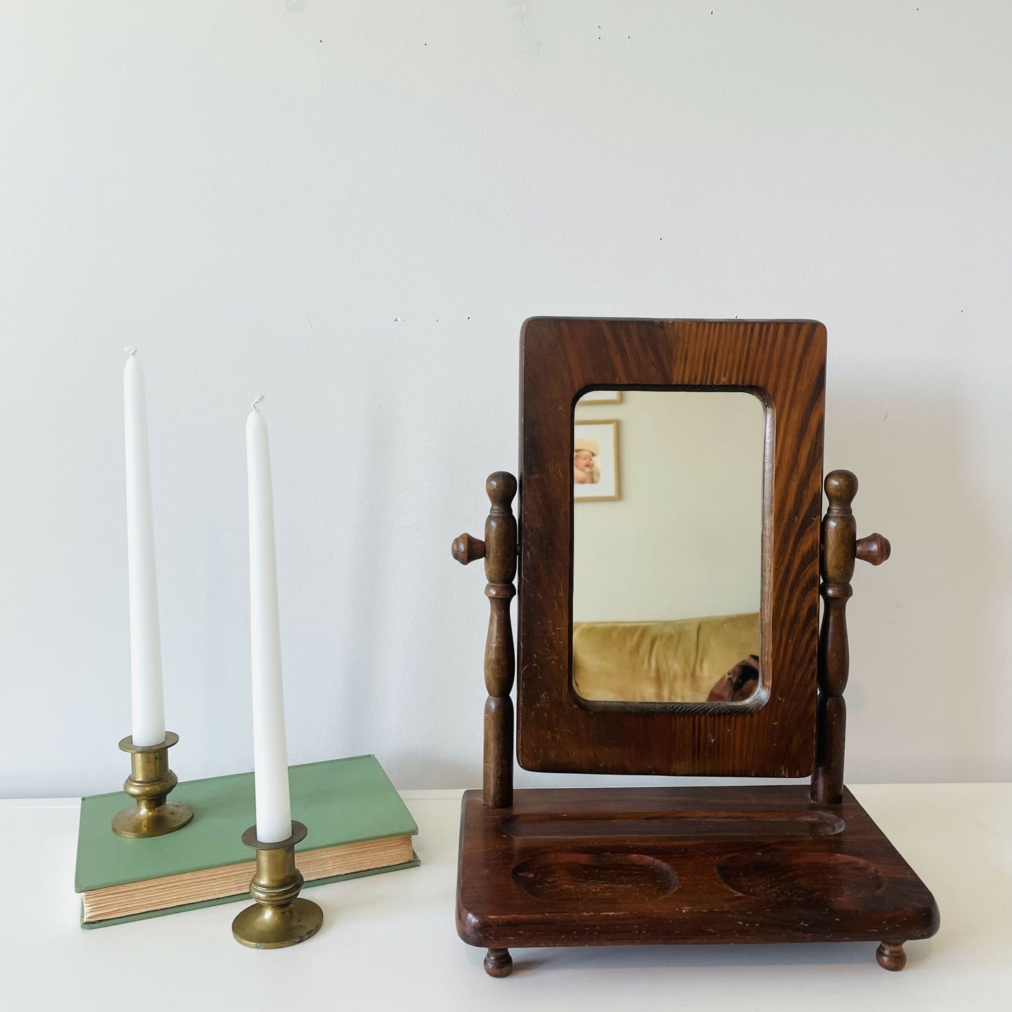 Vintage Wooden Vanity Mirror