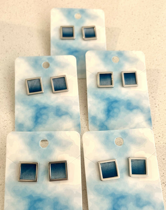 Ombré Silver Stud Earrings