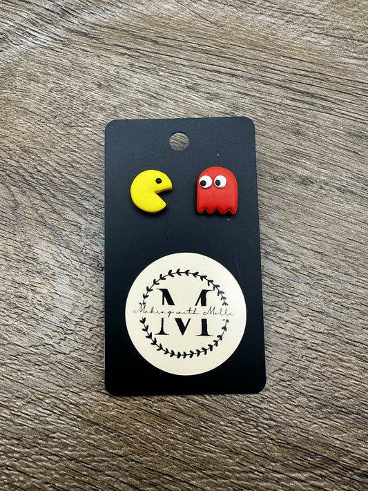 Pac Man Polymer Clay Earring Set