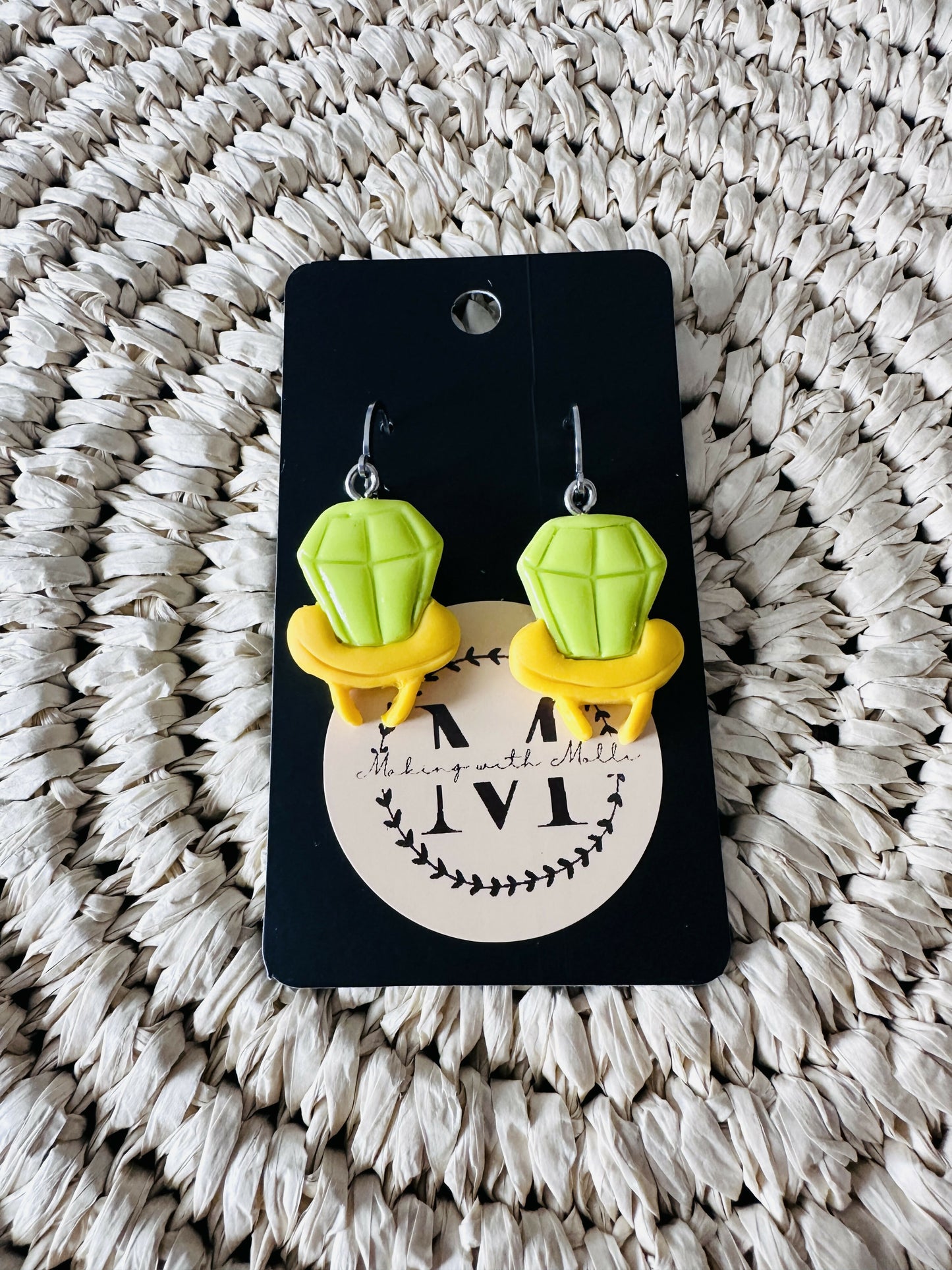 Green & Yellow Ring Pop Polymer Clay Earrings
