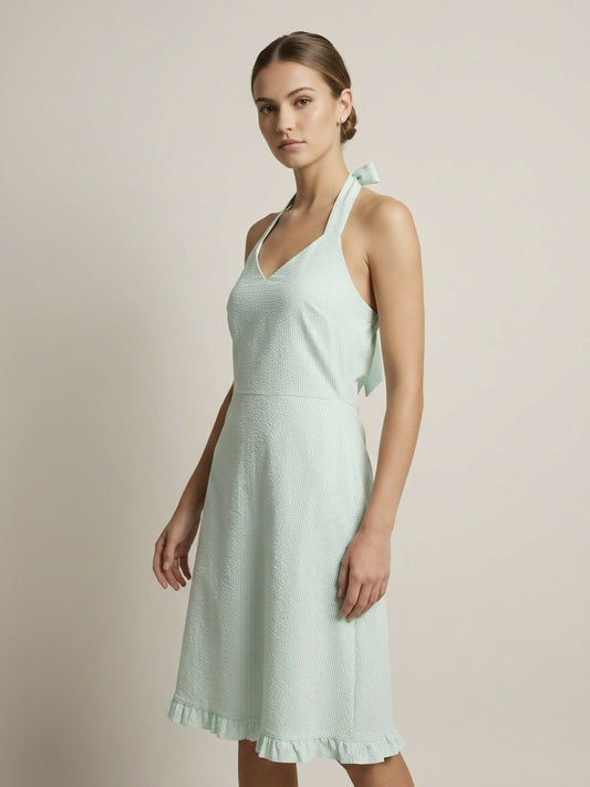 The Serene Stripe Halter Dress