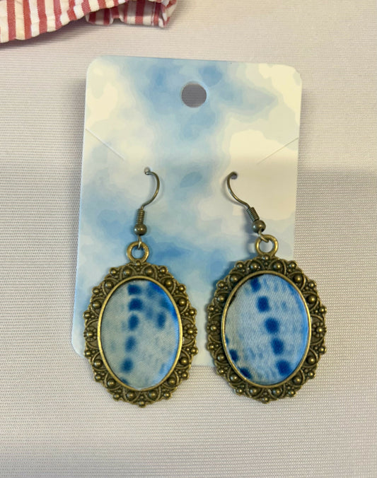 Vintage Doily Cyanotype Earrings