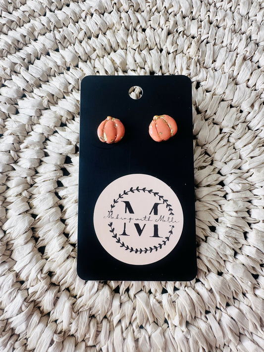 Small Orange and Gold Pumpkin Studs
