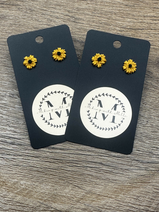 Mini Sunflower Stud Polymer Clay Earrings